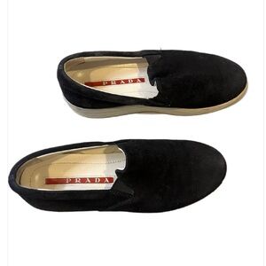 Prada Black Slip-On Suede Sneakers- size 5